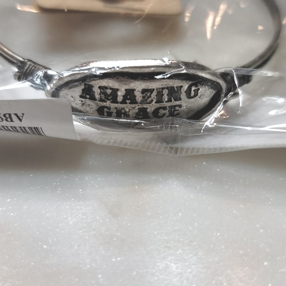 Burnished Silvertone Amazing Grace Wire Bangle - Picture 3 of 4